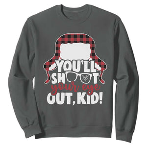 Funny You Will Shoot Your Eye Out Kid Sweatshirt Christmas Movie Glasses Hat TS11 Dark Heather Print Your Wear