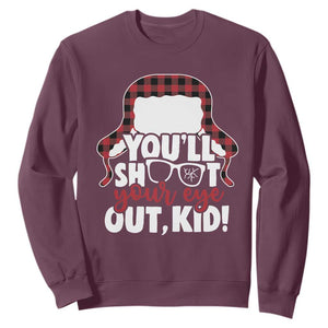 Funny You Will Shoot Your Eye Out Kid Sweatshirt Christmas Movie Glasses Hat TS11 Maroon Print Your Wear