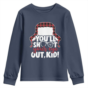 Funny You Will Shoot Your Eye Out Kid Youth Sweatshirt Christmas Movie Glasses Hat TS11 Navy Print Your Wear