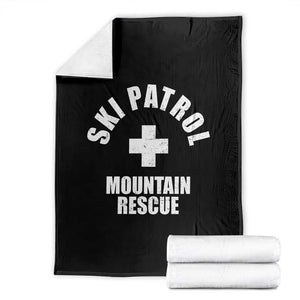 Ski Patrol Mountain Rescue Throw Blanket Winter Slopes Skiing Snowboarding TS11 Black Print Your Wear
