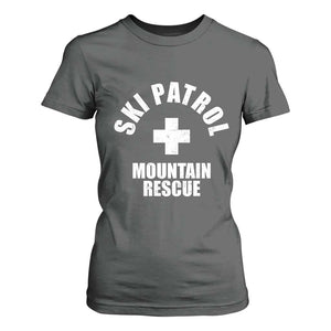 Ski Patrol Mountain Rescue T Shirt For Women Winter Slopes Skiing Snowboarding TS11 Dark Heather Print Your Wear