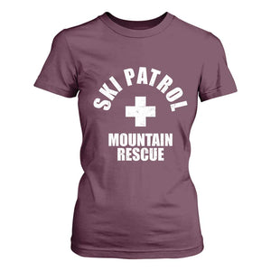 Ski Patrol Mountain Rescue T Shirt For Women Winter Slopes Skiing Snowboarding TS11 Maroon Print Your Wear