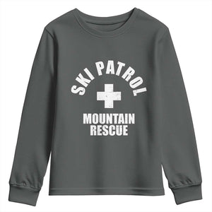 Ski Patrol Mountain Rescue Youth Sweatshirt Winter Slopes Skiing Snowboarding TS11 Dark Heather Print Your Wear