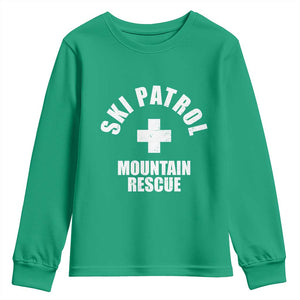 Ski Patrol Mountain Rescue Youth Sweatshirt Winter Slopes Skiing Snowboarding TS11 Irish Green Print Your Wear