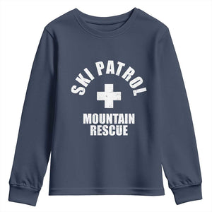 Ski Patrol Mountain Rescue Youth Sweatshirt Winter Slopes Skiing Snowboarding TS11 Navy Print Your Wear