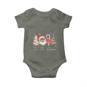 Funny Black Christmas Baby Onesie Tis The Season African American Santa TS11 Military Green Print Your Wear