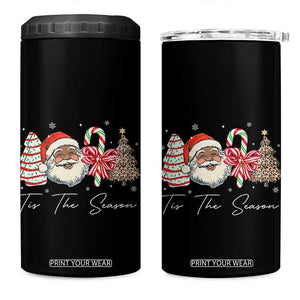 Funny Black Christmas 4 in 1 Can Cooler Tumbler Tis The Season African American Santa TS11 One Size: 16 oz Black Print Your Wear