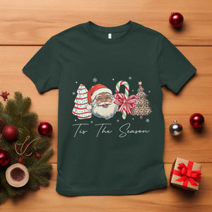 Funny Black Christmas T Shirt Tis The Season African American Santa TS11 Dark Forest Green Print Your Wear