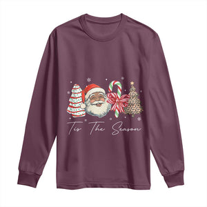 Funny Black Christmas Long Sleeve Shirt Tis The Season African American Santa TS11 Maroon Print Your Wear