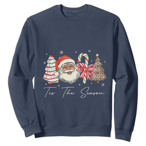 Funny Black Christmas Sweatshirt Tis The Season African American Santa TS11 Navy Print Your Wear