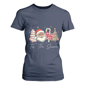 Funny Black Christmas T Shirt For Women Tis The Season African American Santa TS11 Navy Print Your Wear