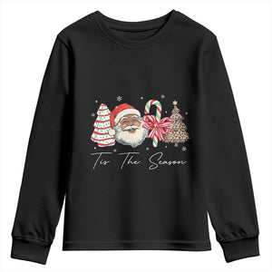 Funny Black Christmas Youth Sweatshirt Tis The Season African American Santa TS11 Black Print Your Wear
