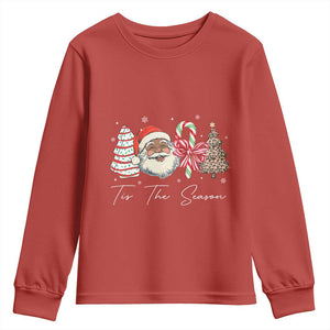 Funny Black Christmas Youth Sweatshirt Tis The Season African American Santa TS11 Red Print Your Wear