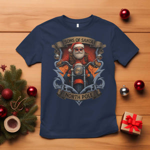 Funny Christmas Motorcycle Santa T Shirt Sons Of Santa North Pole Xmas Biker TS11 Navy Print Your Wear