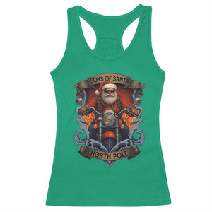 Funny Christmas Motorcycle Santa Racerback Tank Top Sons Of Santa North Pole Xmas Biker TS11 Irish Green Print Your Wear