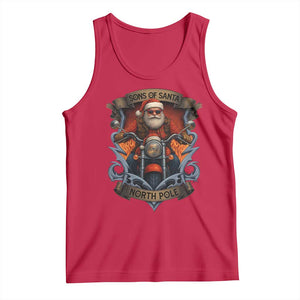 Funny Christmas Motorcycle Santa Tank Top Sons Of Santa North Pole Xmas Biker TS11 Red Print Your Wear