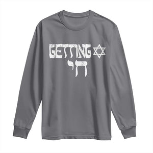 Funny Hebrew Long Sleeve Shirt Getting Chai Jewish Vintage David Star TS11 Charcoal Print Your Wear