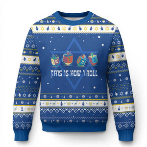 Funny This Is How I Roll Hanukkah Ugly Sweater Dreidel Chanukah Jew TS11 Blue White Print Your Wear