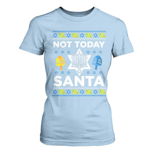 Funny Jewish Hanukkah T Shirt For Women Not Today Santa Hebrew David Star TS11 Light Blue Print Your Wear