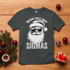 Funny Christmas Santa T Shirt Merry Rizzmas Sigmas Charisma Rizz Santa Claus TS11 Dark Heather Print Your Wear