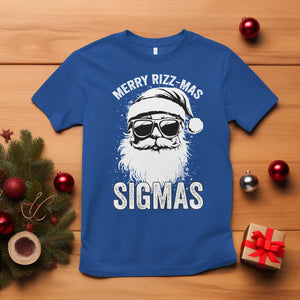 Funny Christmas Santa T Shirt Merry Rizzmas Sigmas Charisma Rizz Santa Claus TS11 Royal Blue Print Your Wear
