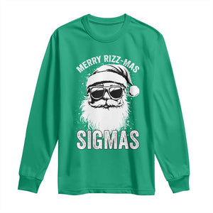 Funny Christmas Santa Long Sleeve Shirt Merry Rizzmas Sigmas Charisma Rizz Santa Claus TS11 Irish Green Print Your Wear