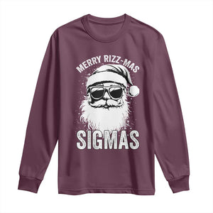 Funny Christmas Santa Long Sleeve Shirt Merry Rizzmas Sigmas Charisma Rizz Santa Claus TS11 Maroon Print Your Wear