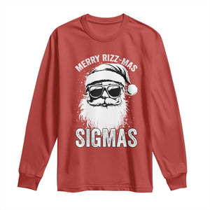 Funny Christmas Santa Long Sleeve Shirt Merry Rizzmas Sigmas Charisma Rizz Santa Claus TS11 Red Print Your Wear