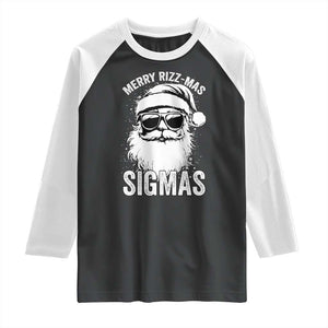 Funny Christmas Santa Raglan Shirt Merry Rizzmas Sigmas Charisma Rizz Santa Claus TS11 Black White Print Your Wear