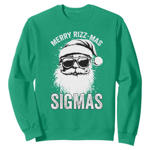 Funny Christmas Santa Sweatshirt Merry Rizzmas Sigmas Charisma Rizz Santa Claus TS11 Irish Green Print Your Wear