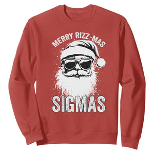 Funny Christmas Santa Sweatshirt Merry Rizzmas Sigmas Charisma Rizz Santa Claus TS11 Red Print Your Wear