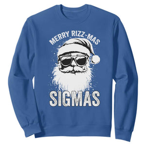 Funny Christmas Santa Sweatshirt Merry Rizzmas Sigmas Charisma Rizz Santa Claus TS11 Royal Blue Print Your Wear