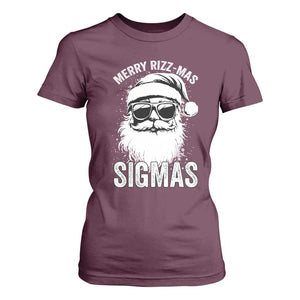 Funny Christmas Santa T Shirt For Women Merry Rizzmas Sigmas Charisma Rizz Santa Claus TS11 Maroon Print Your Wear