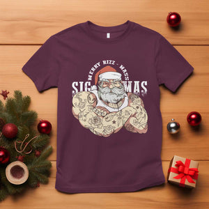 Funny Christmas Santa T Shirt Merry Rizzmas Sigmas Charisma Rizz Santa TS11 Maroon Print Your Wear