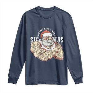 Funny Christmas Santa Long Sleeve Shirt Merry Rizzmas Sigmas Charisma Rizz Santa TS11 Navy Print Your Wear