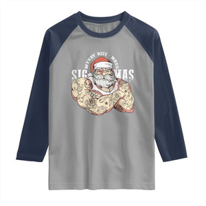 Funny Christmas Santa Raglan Shirt Merry Rizzmas Sigmas Charisma Rizz Santa TS11 Sport Gray Navy Print Your Wear