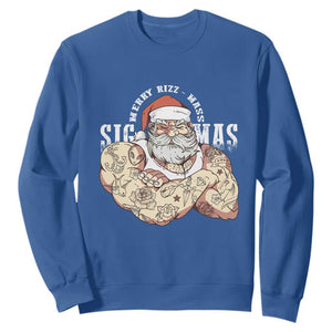 Funny Christmas Santa Sweatshirt Merry Rizzmas Sigmas Charisma Rizz Santa TS11 Royal Blue Print Your Wear