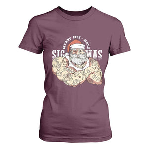 Funny Christmas Santa T Shirt For Women Merry Rizzmas Sigmas Charisma Rizz Santa TS11 Maroon Print Your Wear