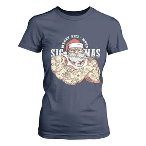 Funny Christmas Santa T Shirt For Women Merry Rizzmas Sigmas Charisma Rizz Santa TS11 Navy Print Your Wear
