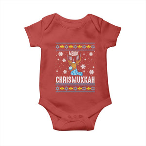 Funny Hanukkah Christmas Baby Onesie Merry Chrismukkah Reindeer David Stars Menorah TS11 Red Print Your Wear