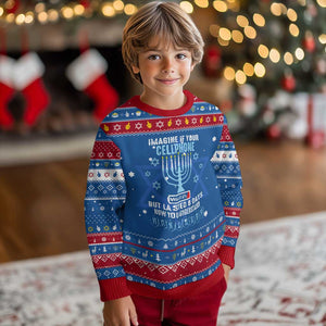 Funny Imagine If Your Cellphone Was At 10% But Lasted 8 Days Menorah Hanukkah Ugly Sweater TS11 Blue Red Print Your Wear