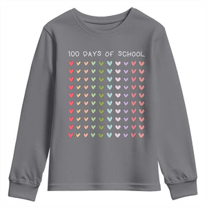 Funny 100 Days Of School Pastel Heart Sketch Youth Sweatshirt TS11 Charcoal Print Your Wear