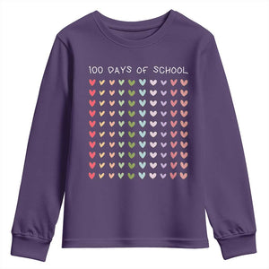 Funny 100 Days Of School Pastel Heart Sketch Youth Sweatshirt TS11 Purple Print Your Wear