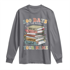 Personalized 100 Days In The Books Long Sleeve Shirt Custom Name Mr Mrs Teachers 100th Days Of School TS11 Charcoal Print Your Wear