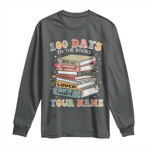 Personalized 100 Days In The Books Long Sleeve Shirt Custom Name Mr Mrs Teachers 100th Days Of School TS11 Dark Heather Print Your Wear