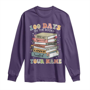 Personalized 100 Days In The Books Long Sleeve Shirt Custom Name Mr Mrs Teachers 100th Days Of School TS11 Purple Print Your Wear