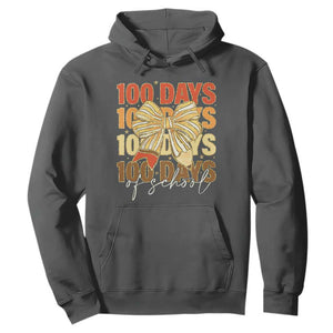 100 Days Of School Coquette Pencil Bow Hoodie TS11 Dark Heather Print Your Wear