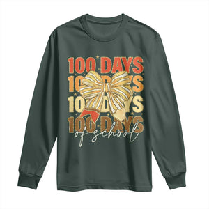 100 Days Of School Coquette Pencil Bow Long Sleeve Shirt TS11 Dark Forest Green Print Your Wear
