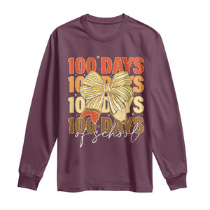 100 Days Of School Coquette Pencil Bow Long Sleeve Shirt TS11 Maroon Print Your Wear