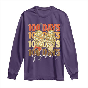 100 Days Of School Coquette Pencil Bow Long Sleeve Shirt TS11 Purple Print Your Wear